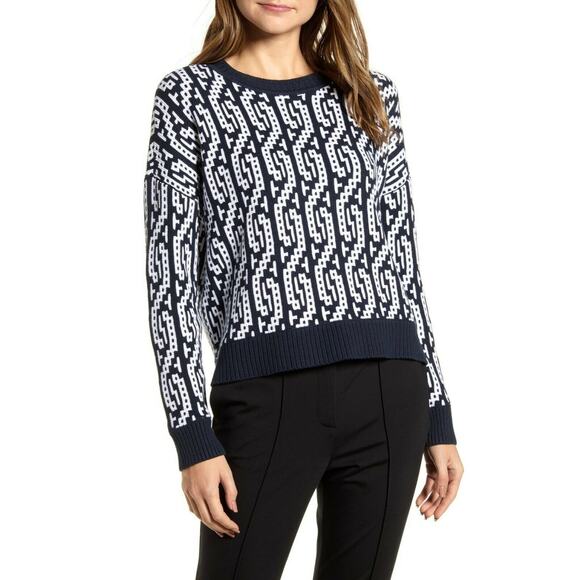 Tommy Hilfiger Sweaters - Tommy Hilfiger Womens Two Tone Cable Sweater Pullover Blue White S Small